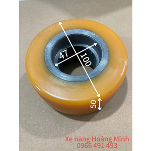 BÁNH XE PU 100X50MM, LỖ BẠC ĐẠN 47 - BÁNH CÂN BĂNG XE NÂNG ĐIỆN