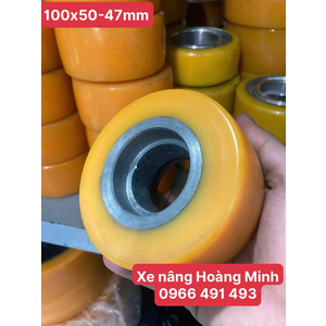 BÁNH XE PU 100X50MM, LỖ BẠC ĐẠN 47 - BÁNH CÂN BĂNG XE NÂNG ĐIỆN
