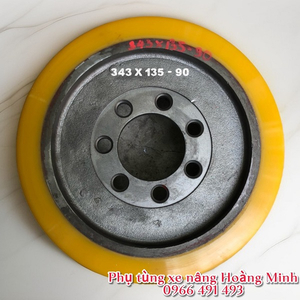 BÁNH LÁI XE NÂNG ĐIỆN LINDE PU 343X135-90MM, 7 LỖ ỐC