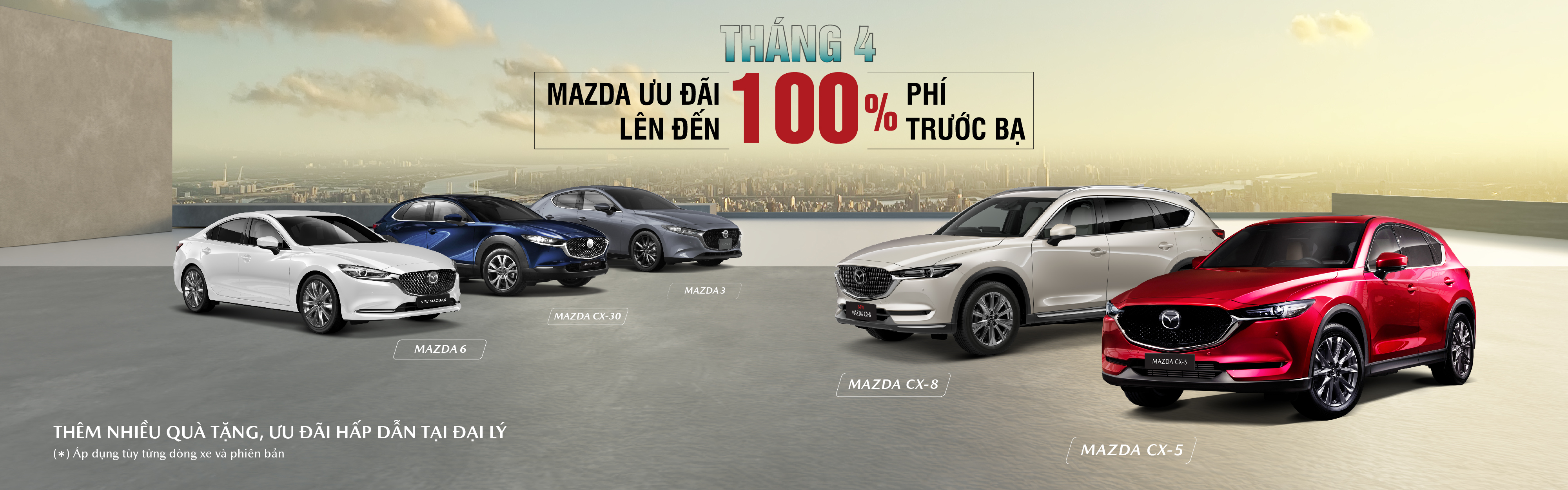 Mazda ưu đãi lên đến 100% phí trước bạ hầu hết các dòng xe Mazda