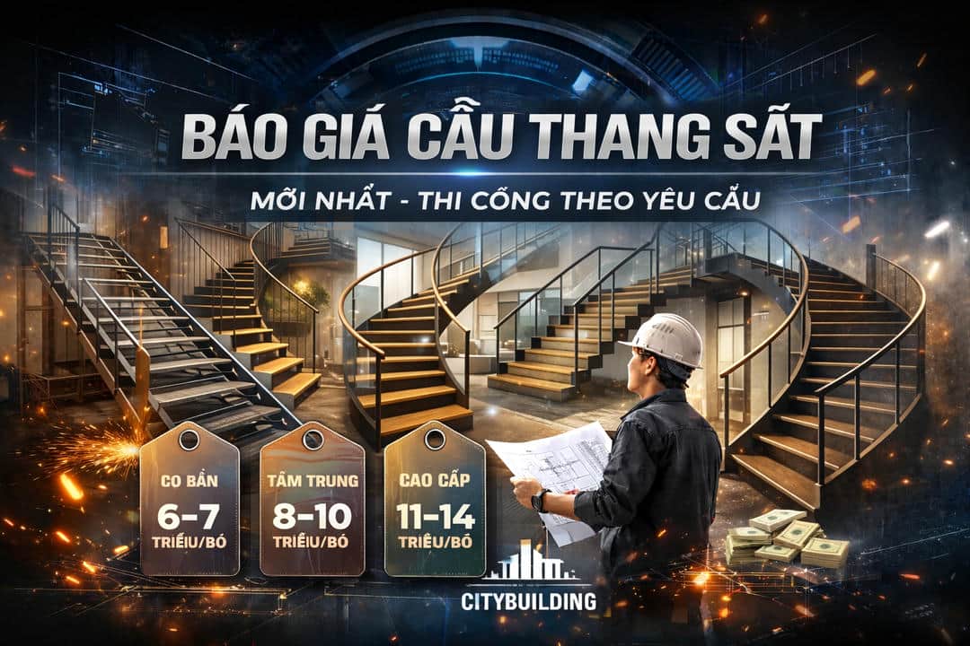 BÁO GIÁ CẦU THANG SẮT MỚI NHẤT THI CÔNG THEO YÊU CẦU CITYBUILDING