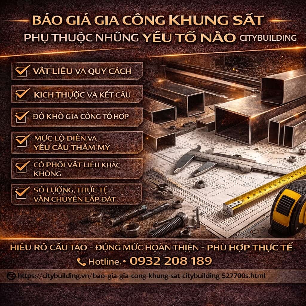 BÁO GIÁ GIA CÔNG KHUNG SẮT PHỤ THUỘC NHỮNG YẾU TỐ NÀO CITYBUILDING