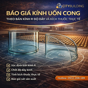 BÁO GIÁ KÍNH UỐN CONG THEO BÁN KÍNH R ĐỘ DÀY VÀ KÍCH THƯỚC THỰC TẾ CITYBUILDING