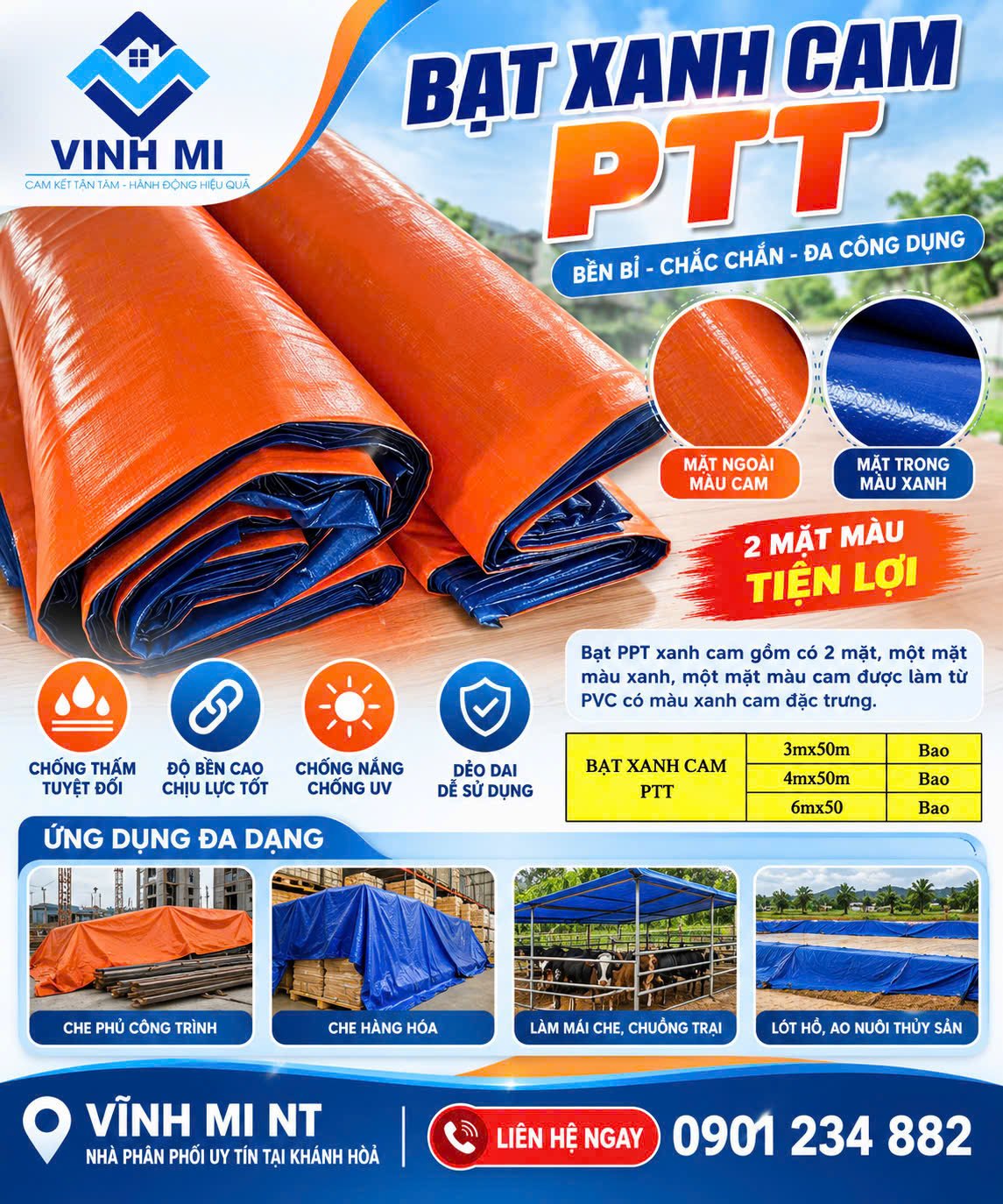 Bạt PTT Cam xanh ( Bao )