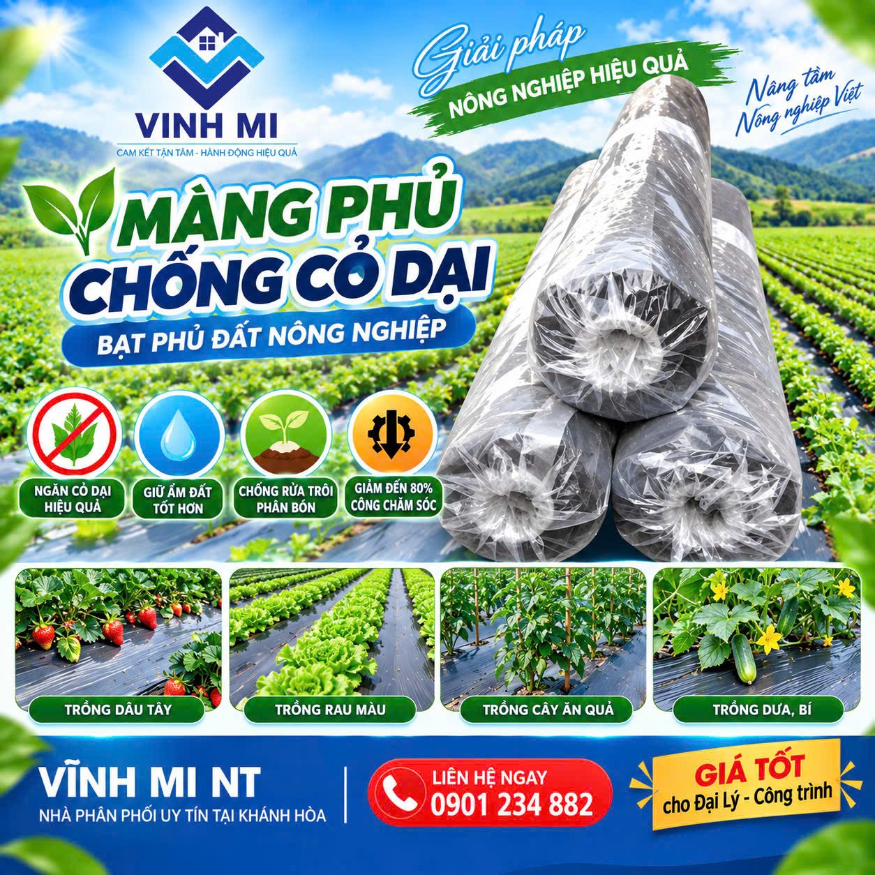 Bạt nông nghiệp ( Màng phủ chống cỏ dại ) Vĩnh Mi NT