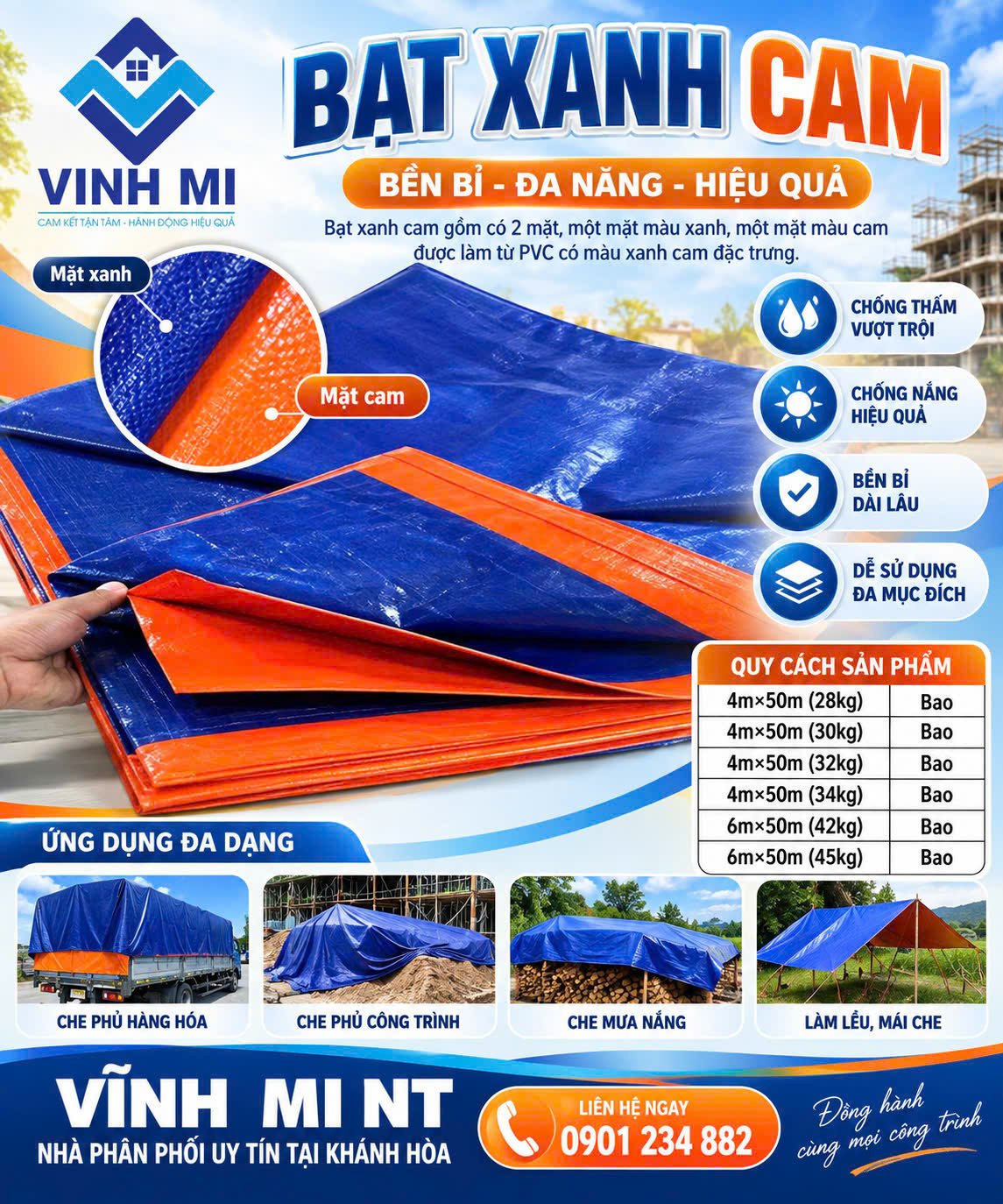 Bạt xanh cam ( Bao )