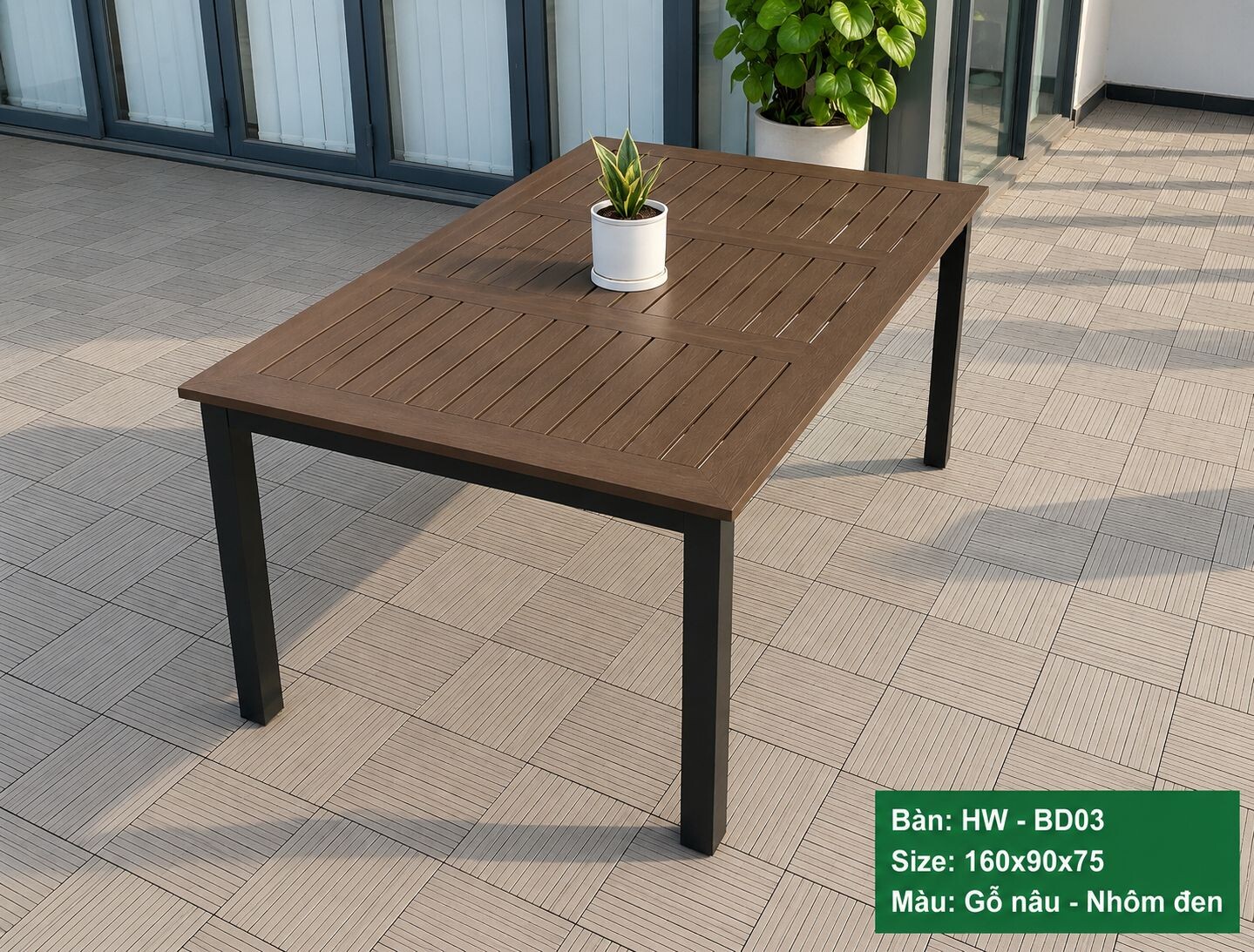 Bộ bàn ăn và 6 ghế sân vườn HW-BBD/N MÀU NÂU