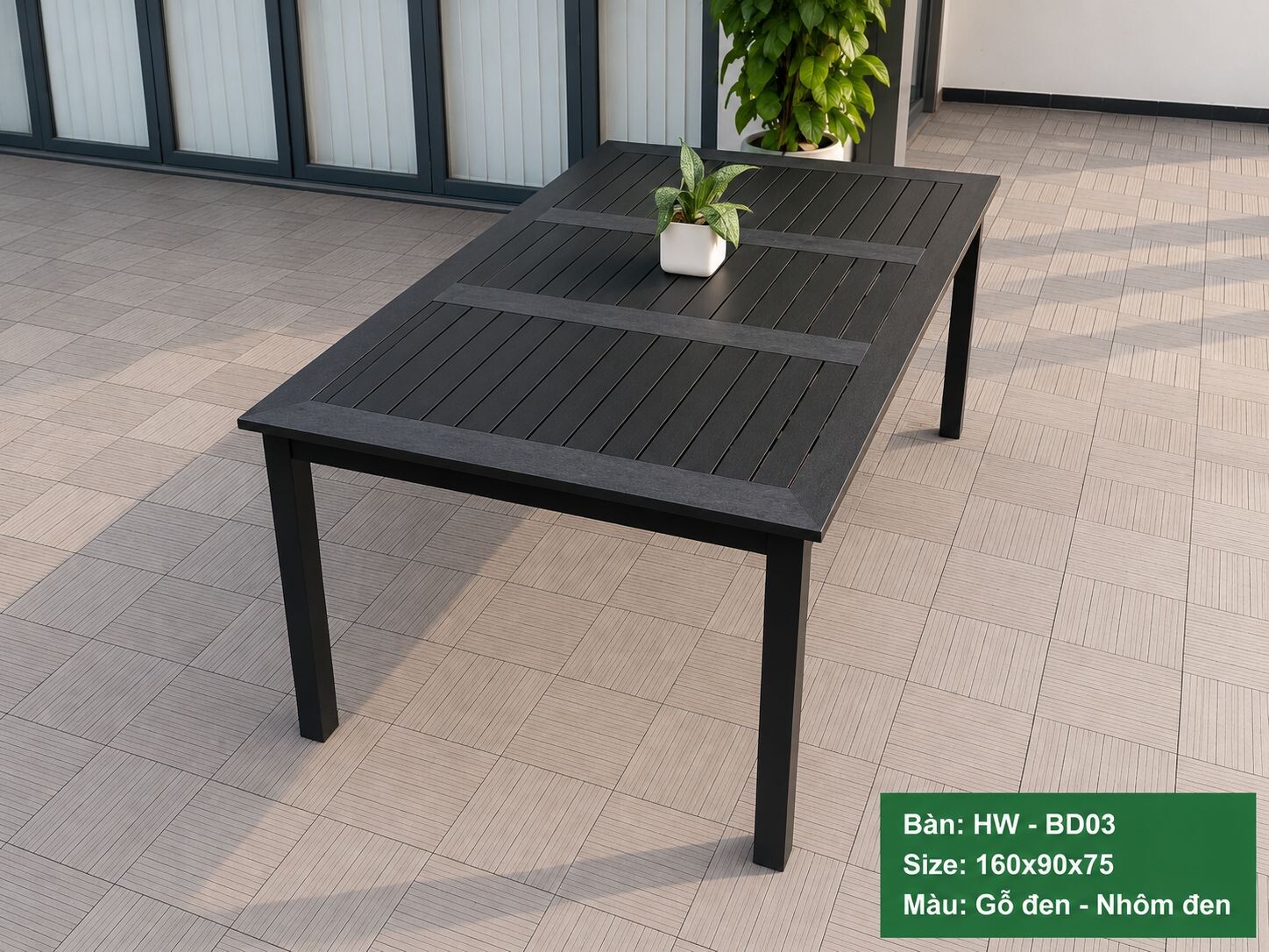 Bộ bàn ăn và 6 ghế sân vườn HW-BBD/Đ MÀU ĐEN