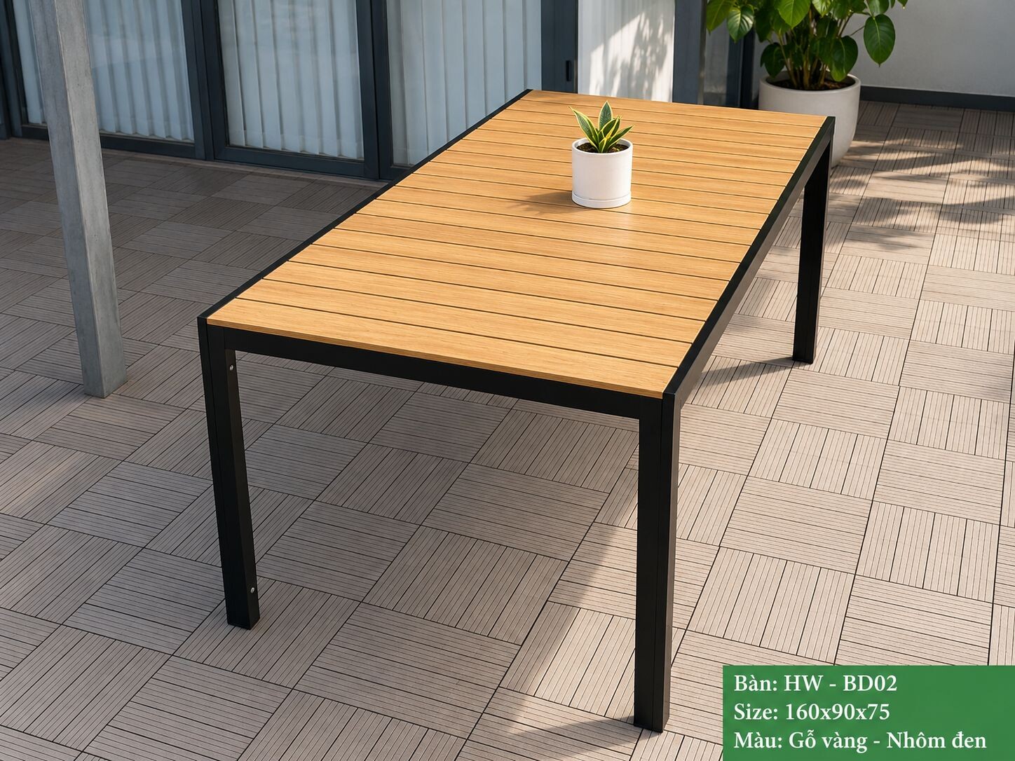Bộ bàn DÀI + 6 ghế sân vườn HW-BBD/VĐ MÀU VÀNG