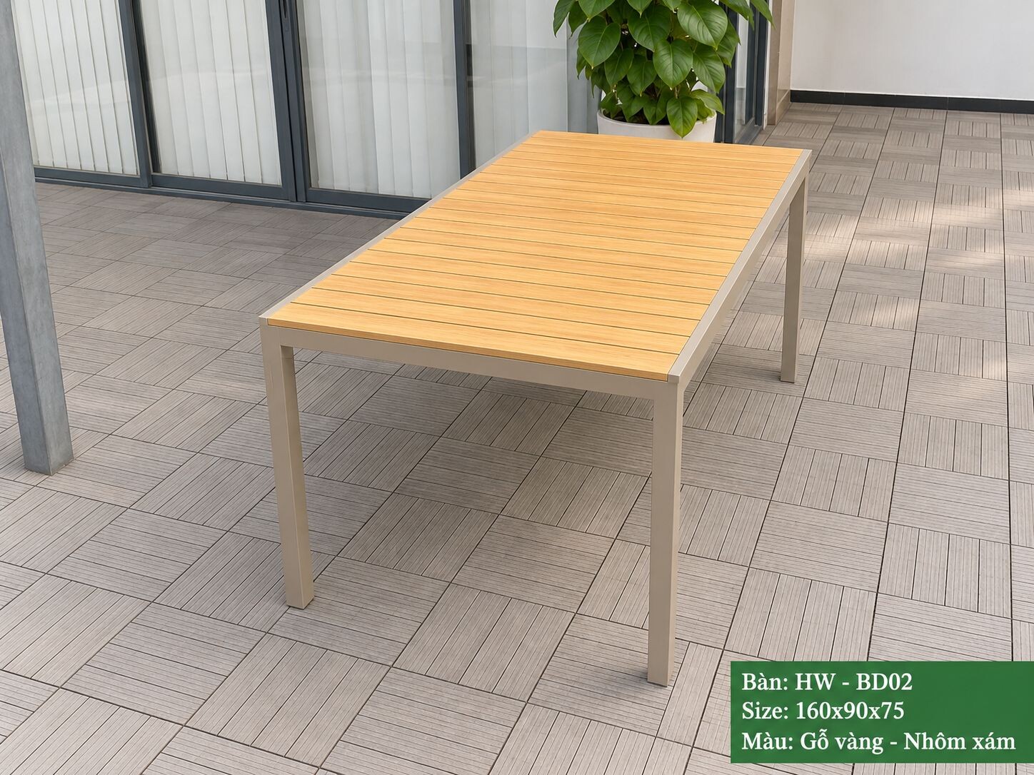 Bộ bàn DÀI + 6 ghế sân vườn HW-BBD/VN MÀU VÀNG