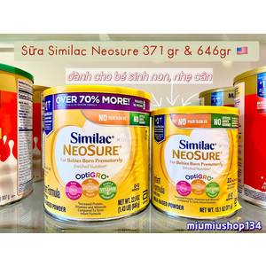 Sữa Similac Neosure cho bé sinh non nhẹ cân 371GR - hàng nội địa Mỹ🇺🇸