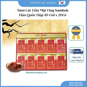 [Chính Hãng] Sâm Lát Tẩm Mật Ong Sambok Hàn Quốc Hộp 10 Gói x 20gr, Giảm Căng Thẳng Mệt Mỏi Và Phòng Chống Bệnh Tật
