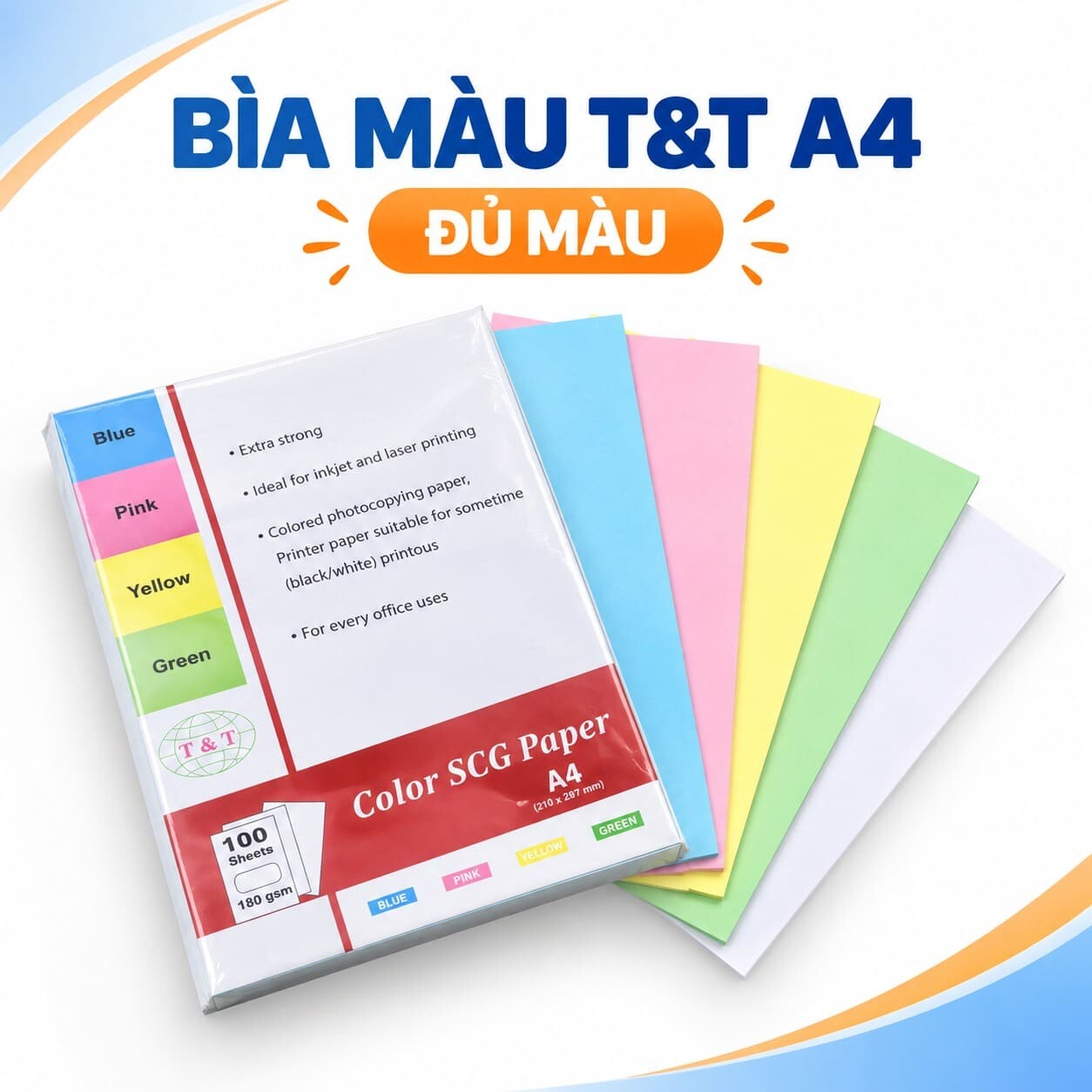 Bìa màu T&T A4 đủ màu