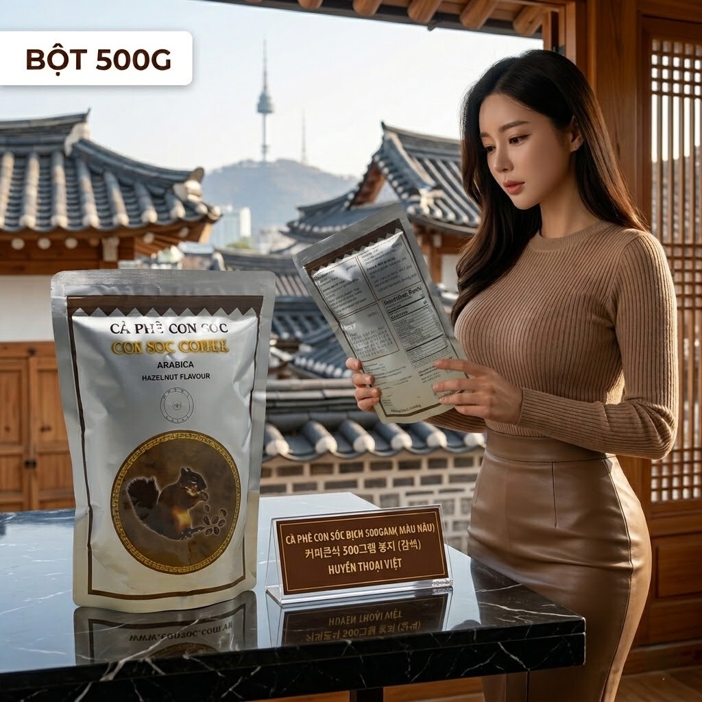 Cà phê Con Sóc Nâu 500gam 커피콘삭 500그램 봉지 (갈색) - Arabica & Hazelnut