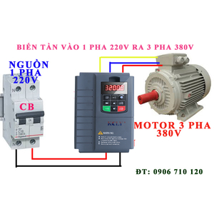 Biến tần kcly vào 1 pha 220v ra 3 pha 380v, Biến tần KCLY KOC600-2R2GT3-B