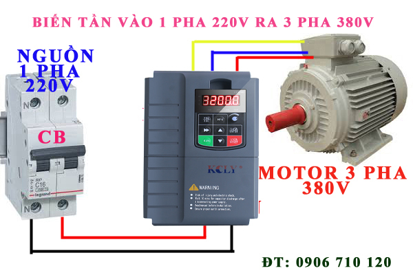 Biến Tần vào 1 pha 220V ra 3 pha 380V 15HP, Biến tần KCLY KOC600-011GT3-B