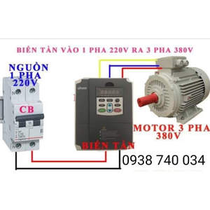 Biến tần vào 1 pha 220V ra 3 pha 380v cho động cơ 5.5KW SKI670