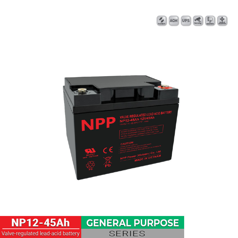 Bình Ắc Quy NPP 12V 45Ah – Lưu Điện Ổn Định Cho UPS, Tủ Điện