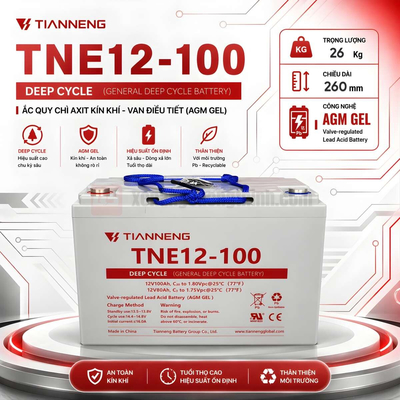 Bình Ắc Quy Xe Nâng 12V 100Ah - TianNeng