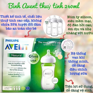 Bình Thủy Tinh Cao cấp Avent Natural 240ml