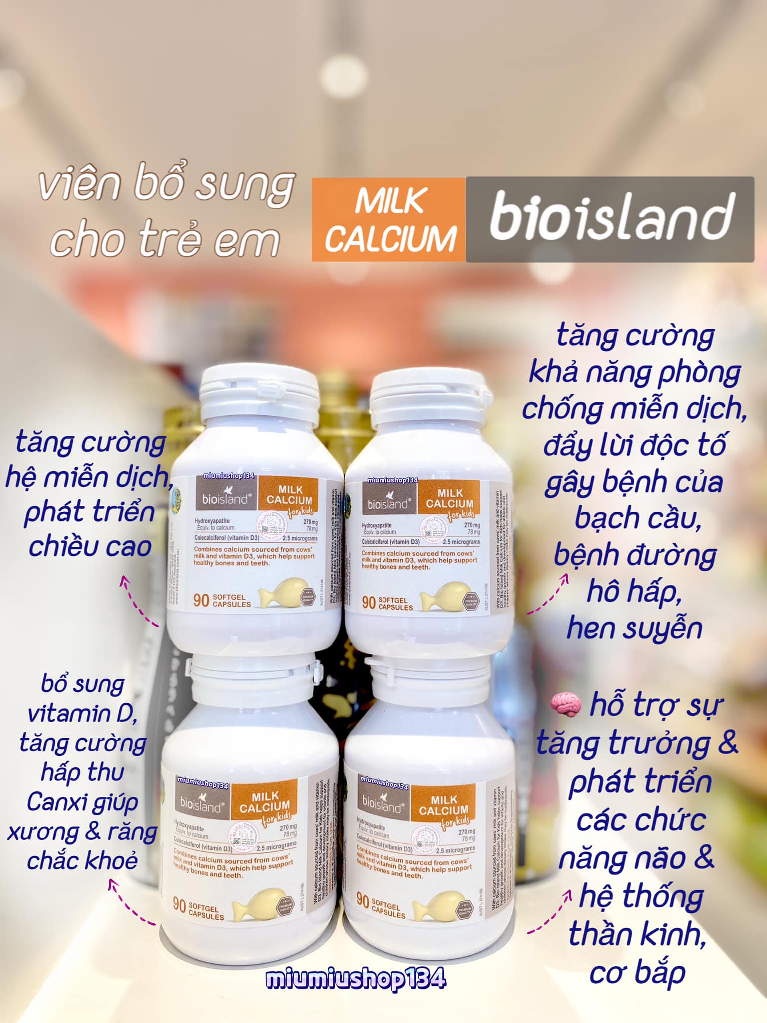 Bio Island Milk Canxi 90 viên