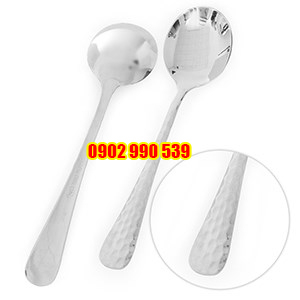 Bộ 2 muỗng cơm inox cán dài hoa văn