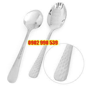 Bộ 2 muỗng cơm inox cán dài hoa văn giọt nước