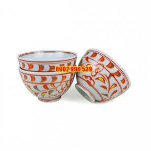 Bộ 3 Chén Sứ Vẽ Tay Có Triện