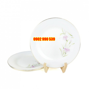 Bộ 3 Dĩa Thủy Tinh Viền Vàng Có Triện