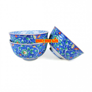 Bộ 3 Tô Sứ Men Lam Xưa Có Triện