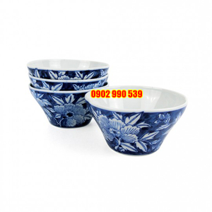 Bộ 4 Chén Sứ Men Lam In Hoa