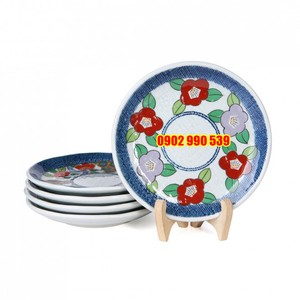 Bộ 4 Dĩa Sứ Men Lam Ngũ Sắc Có Triện