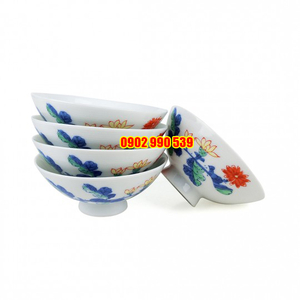 Bộ 5 Chén Sứ Hoa Có Triện