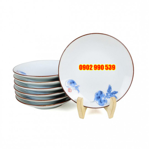 Bộ 5 Dĩa Bánh Củ Cải Viền Nâu Có Triện