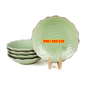 Bộ 5 Dĩa Men Ngọc Vân Lá