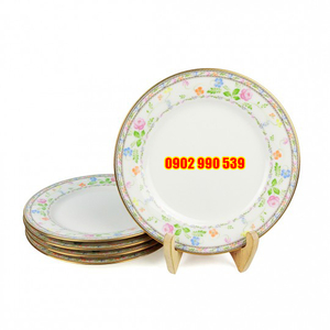 Bộ 5 Dĩa Sứ Viền Vàng