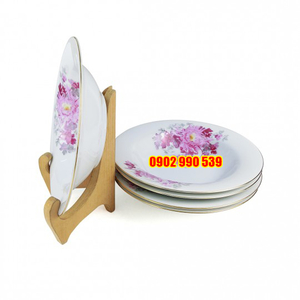 Bộ 5 Dĩa Sứ Sâu Lòng Viền Vàng Xưa