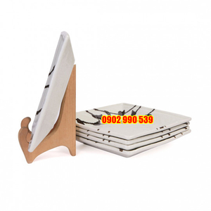 Bộ 5 Dĩa Vuông Gốm Mộc Vẽ Hoa