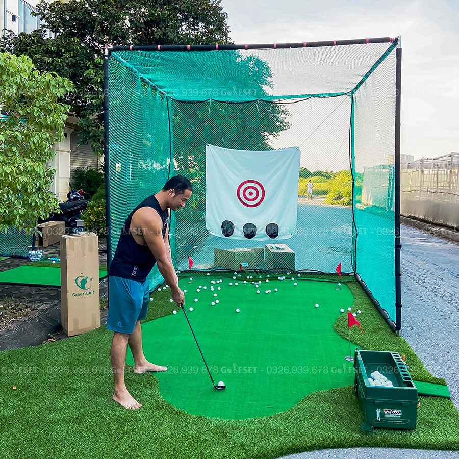 Bộ 6: Khung Golf 3M + Thảm Putting 3M x 5M + Máy Nhả Bóng Golf