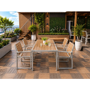 Bộ bàn 4 ghế đơn gỗ nhựa sân vườn SW-L005
