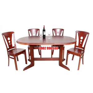 BỘ BÀN ĂN OVAL GỖ XOAN ĐÀO 6 GHẾ 1.6 MÉT
