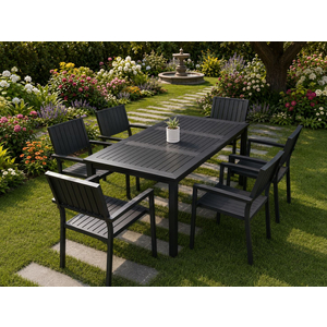 Bộ bàn ăn và 6 ghế sân vườn HW-BBD/Đ MÀU ĐEN