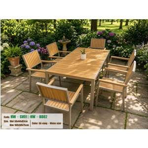 Bộ bàn DÀI + 6 ghế sân vườn HW-BBD/VN MÀU VÀNG