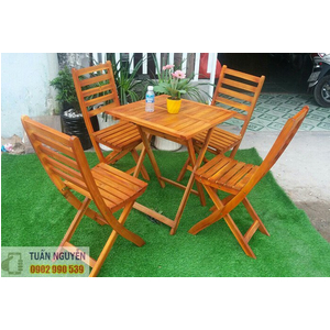 Bộ bàn ghế cafe gỗ vuông