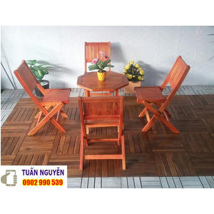 Bộ bàn ghế cafe xếp gỗ
