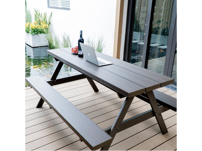 Bộ bàn ghế chữ A gỗ nhựa ngoài trời SW-BG001