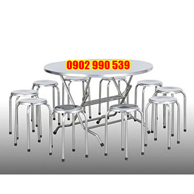 Bộ bàn ghế inox tròn 1m2 loại tốt