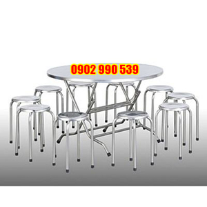 Bộ bàn ghế inox tròn 1m2 loại tốt