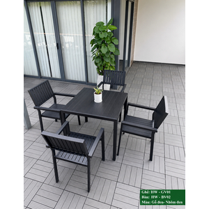 Bộ bàn VUÔNG + 4 ghế sân vườn HW-BBĐ MÀU ĐEN