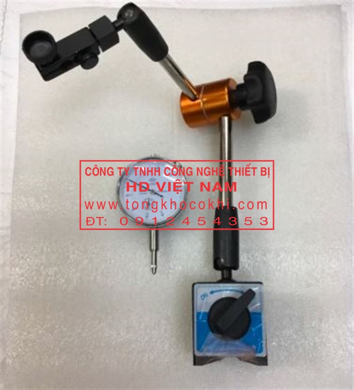 Bộ chân đế từ có khớp xoay 360 độ + đồng hồ so 0-10mm, độ chính xác cao ( chân đế nam châm to, dài 450mm)